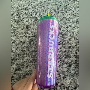Starbucks Iridescent Purple Tumbler with Green Top